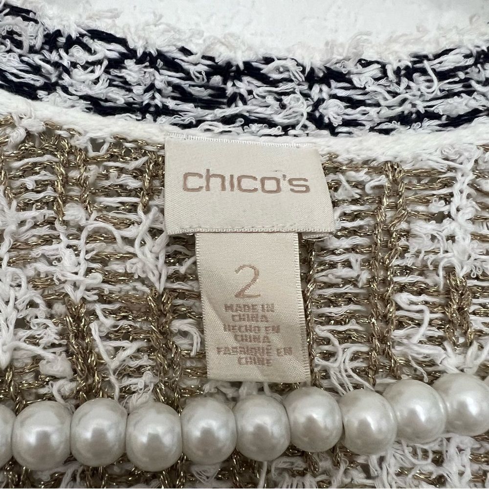 Chico’s Pattern Mix Audrey Open Front 3/4 Sleeves Cardigan Women’s Size 2 Medium - Picture 6 of 10